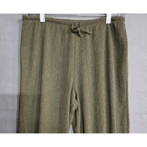 Pull &‎ Bear Khaki Green Plisse Plissé Crinkle Wide Leg Lounge Pants Size M